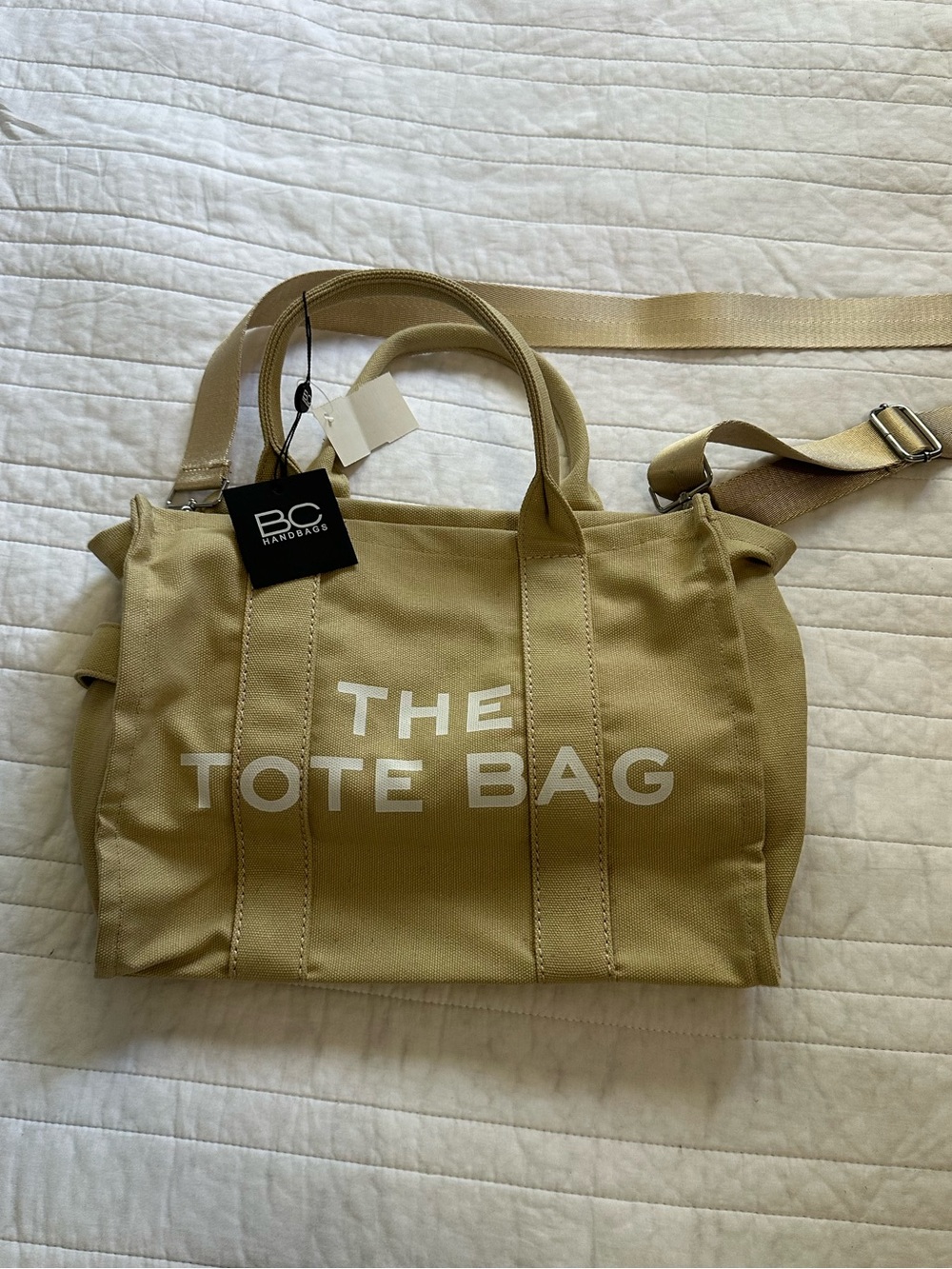 BC Handbags “The Tote Bag” Khaki Canvas Tote Crossbody Bag NWT